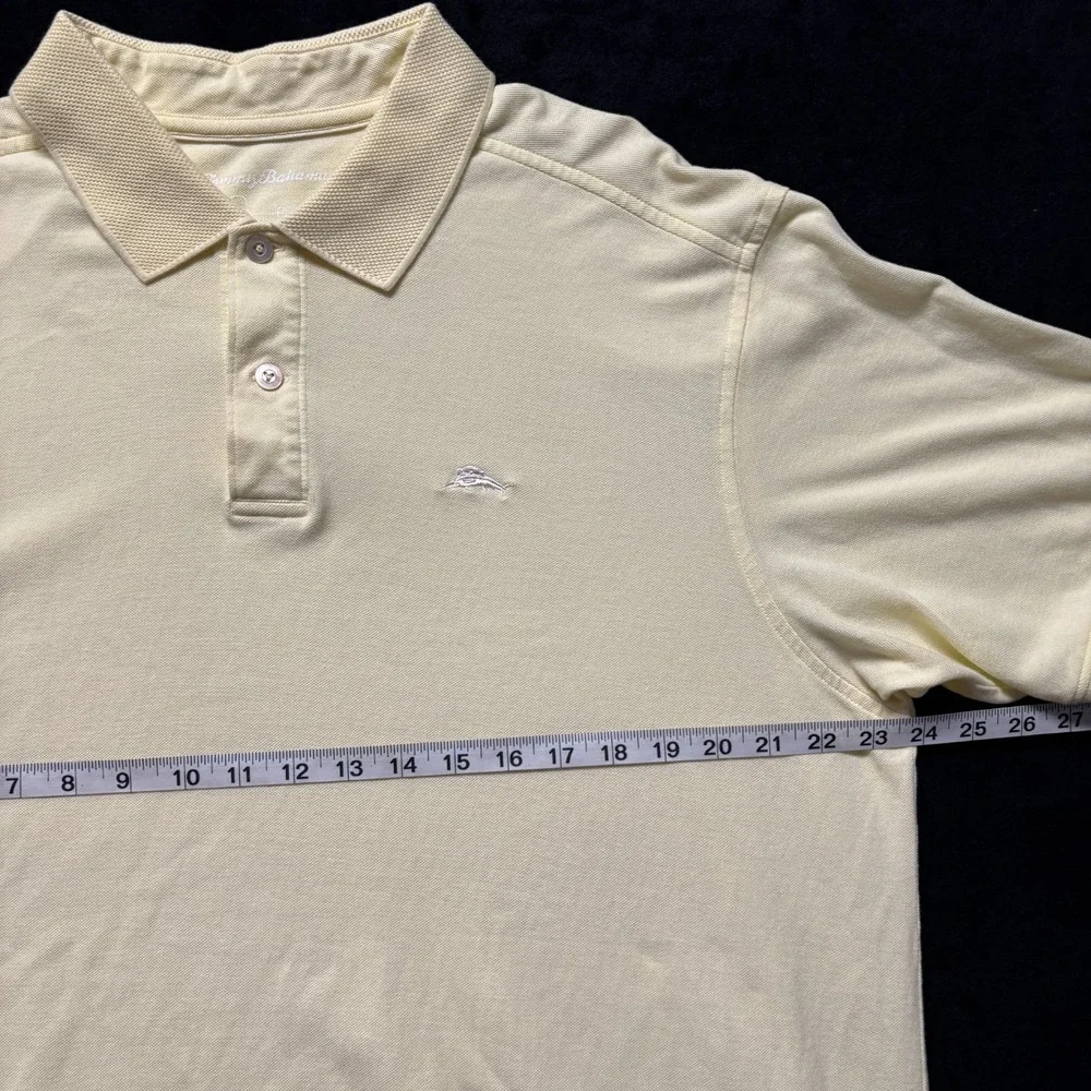 Tommy Bahama Mens‎ Polo Shirt Pale Yellow Short Sleeve Supima Cotton Size XL